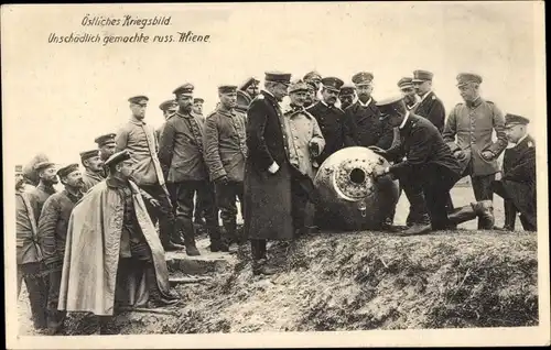 Ak Unschädlich gemachte russische Miene, östliches Kriegsbild, I. WK