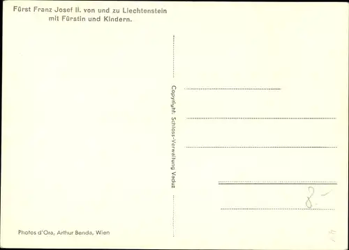 Ak Fürst Franz Josef II. von und zu Liechtenstein mit Fürstin und Kindern