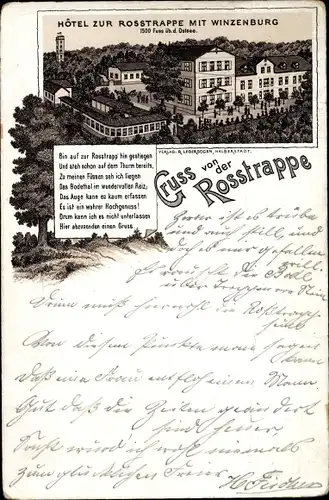 Litho Thale im Harz, Rosstrappe, Hotel zur Rosstrappe, Winzenburg