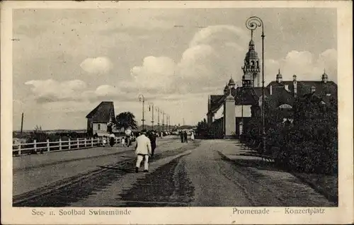 Ak Świnoujście Swinemünde Pommern, Promenade, Konzertplatz