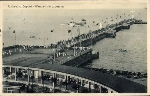 Ak Sopot Gdańsk Zoppot Danzig, Wandelhalle, Seesteg