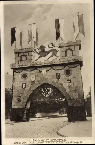 Ak Hannover, 9. Deutsches Sängerbundesfest 1924, Festschmuck, Stadtwappen