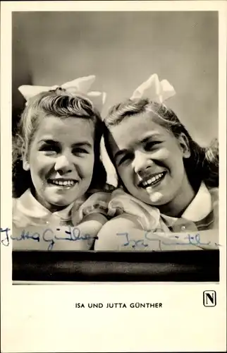 Ak Schauspielerinnen Isa und Jutta Günther, Portrait, Autogramm