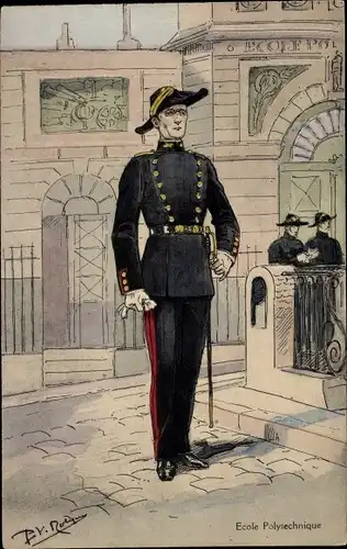 Künstler Ak Französischer Soldat in Uniform