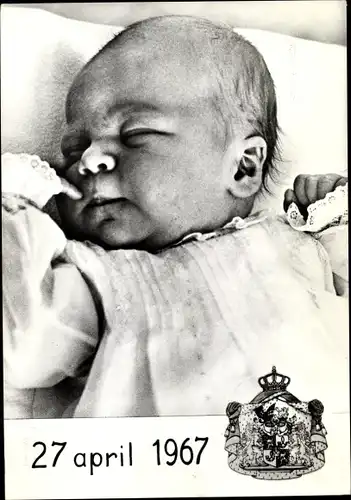 Ak Z.K.H. Prinz Willem Alexander, Geboren 27. April 1967, Baby, Wappen