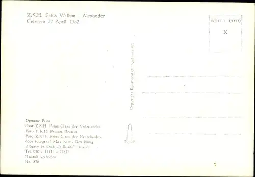 Ak Prinzessin Beatrix der Niederlande, Claus von Amsberg, Prinz Willem Alexander, Geburt 1967