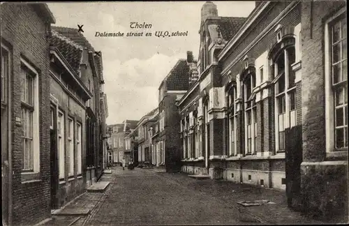 Ak Tholen Zeeland Niederlande, Dalemsche Straße und ULO-Schule