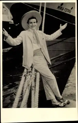 Foto Schauspieler Horst Buchholz, Portrait, Hafen, Autogramm