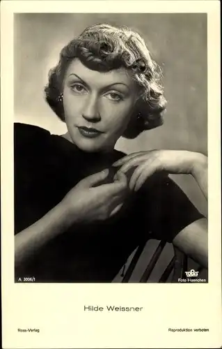 Ak Schauspielerin Hilde Weissner, Portrait, Ross Verlag A 3006/1