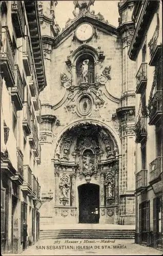 Ak Donostia San Sebastian Baskenland, Kirche Santa Maria
