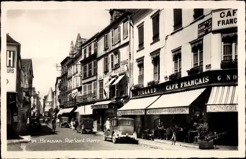 Ak Beauvais Oise, Rue Saint-Pierre, Café Francais