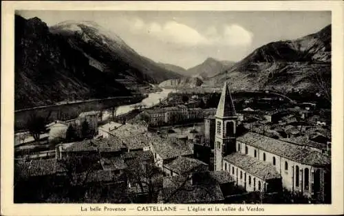 Postkarte Castellane Alpes de Haute Provence, Kirche, Verdontal