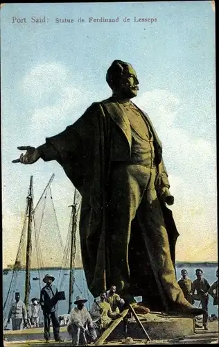 Ak Port Said Ägypten, Statue de Ferdinand de Lesseps