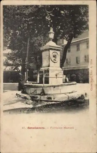 Ak Barcelonnette Hautes Alpes, Fontaine Manuel
