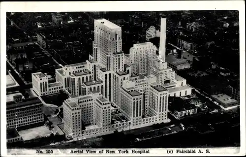 AK New York City USA, New Yorker Krankenhaus, Luftaufnahme