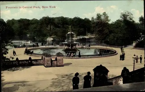 AK New York City USA, Brunnen, Central Park