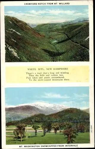Ak White Mountains New Hampshire USA, Crawford Notch vom Mt. Willard, Mt. Washington