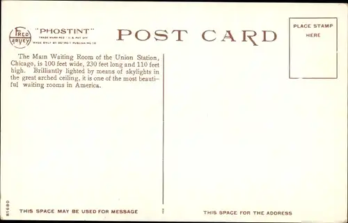 Ak Chicago Illinois USA, Union Station, Hauptwarteraum