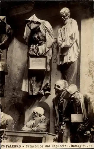 Ak Palermo Sizilien Sicilia Italien, Catacombe dei Capuccini, Dettaglio