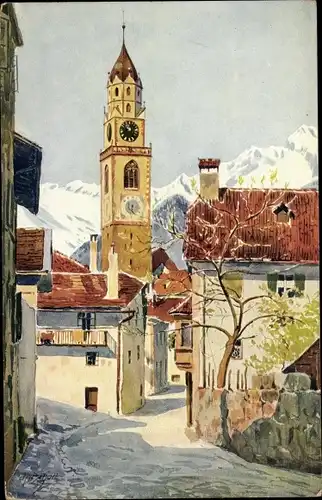 Künstler Ak Meran Merano Südtirol, Hallergasse