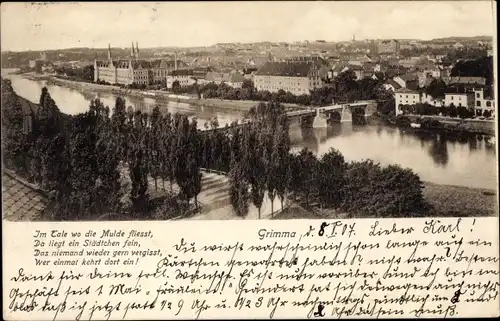 Ak Grimma in Sachsen, Gesamtansicht, Gedicht