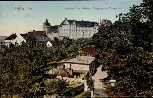 Ak Colditz in Sachsen, Schloss II, hinterer Eingang vom Tiergarten