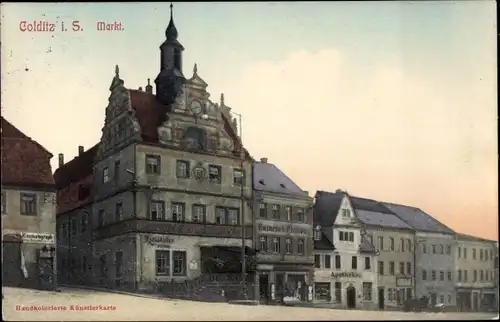 Ak Colditz in Sachsen, Markt, Apotheke, Geschäfte