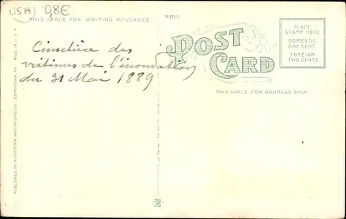 Ak Johnstown USA, Denkmal, Grabsteine, 31. Mai 1889