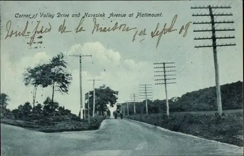 Ak New Jersey USA, Corner of Valley Drive and Navesink Avenue Plattmount