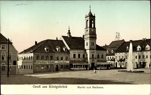 Ak Königsbrück in der Oberlausitz, Markt, Rathaus, Ratskeller, Westlausitzer Zeitung
