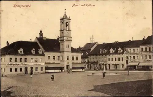 Ak Königsbrück in der Oberlausitz, Markt, Rathaus, Ratskeller, Geschäft Hans Walter, Paul Kirsten