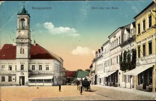 Ak Königsbrück in der Oberlausitz, Markt, Rathaus, Ratskeller