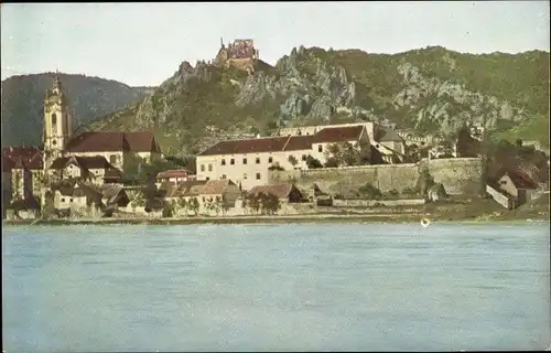 Ak Dürnstein an der Donau Wachau Niederösterreich, Teilansicht mit Burg St. Michael