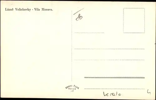 Ak Lazne Velichovky Welchow Reg. Königgrätz, Vila Morava