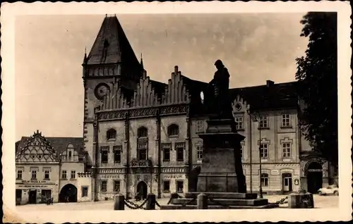 Ak Tábor Südböhmen, Denkmal, Glockenturm, Geschäfte