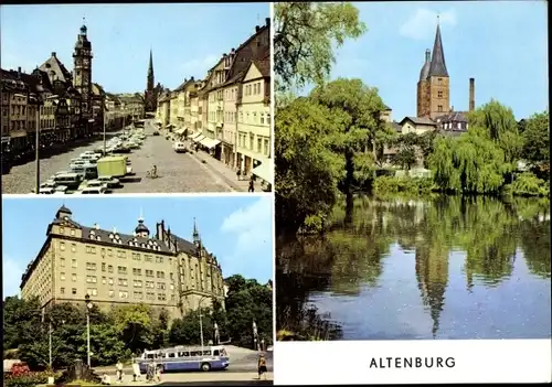 Ak Altenburg in Thüringen, Markt, Schloss, Teich, Rote Spitzen, Bus