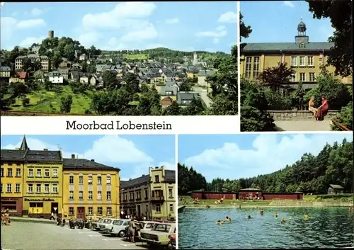 Ak Bad Lobenstein in Thüringen, Panorama, Burg, Kulturhaus, Markt, Waldbad