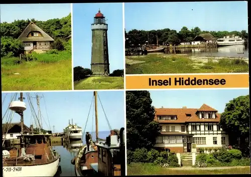 Ak Kloster Insel Hiddensee in der Ostsee, Fischerhaus, Leuchtturm, Hafen, HOG Dornbusch