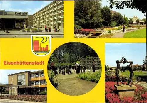 Ak Eisenhüttenstadt, Kaufhalle General Walter Str., Diehloer Str., Freizeitinsel, Gagarin Oberschule