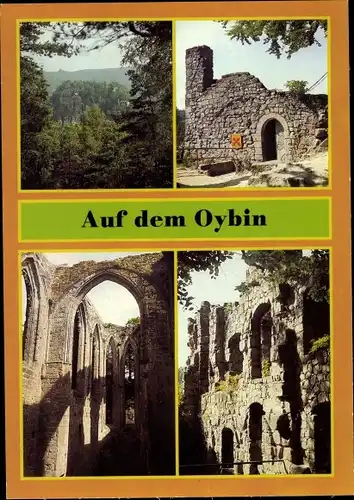 Ak Oybin in der Oberlausitz, Berg, Burgruine, Eingang zum Museum, Ruine Klosterkirche