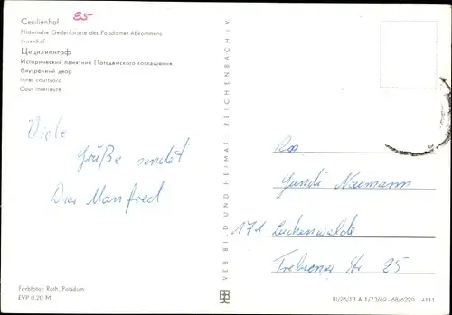 Ak Potsdam, Cecilienhof, Innenhof