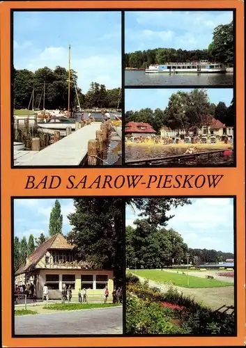 Ak Bad Saarow Pieskow in der Mark, Bootsanlegestelle, Strandbad, HOG Pechhütte, Erich Weinert Platz