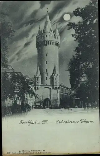 Mondschein Ak Frankfurt am Main, Eschenheimer Turm