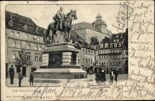 Ak Weißenfels an der Saale, Markt, Schloss, Denkmal
