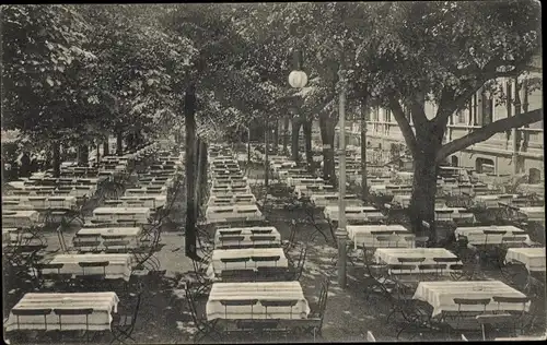 Ak Dresden Neustadt Radeberger Vorstadt, Waldschlösschen, Terrasse