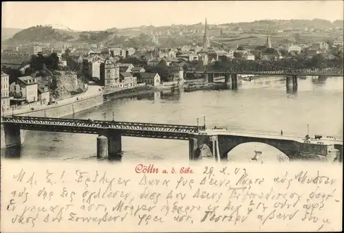 Ak Cölln an der Elbe Meißen Sachsen, Gesamtansicht, Brücken