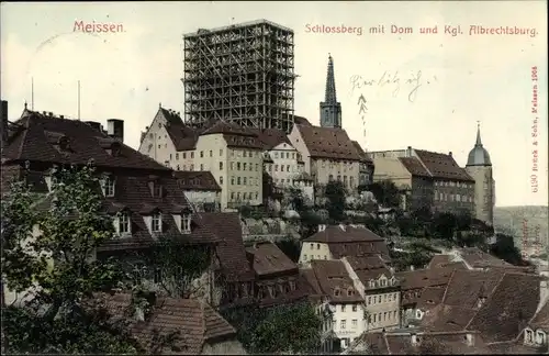 Ak Meißen an der Elbe, Schlossberg mit Dom und Albrechtsburg