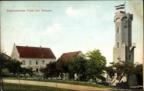 Ak Meißen an der Elbe, Etablissement Posel, Turm