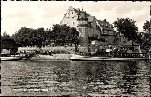 Ak Saalburg in Thüringen, Schifffahrt auf der Saaletalsperre