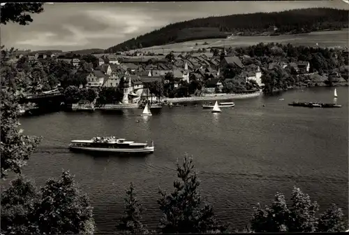 Ak Saalburg Thüringen, Am Stausee der Bleiloch-Saaletalsperre, Boote